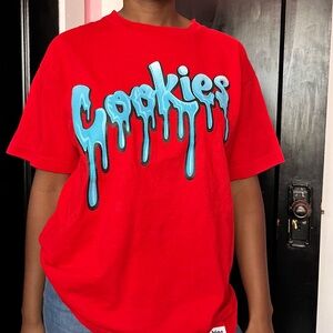 Red and blue Cookies graphic t shirt